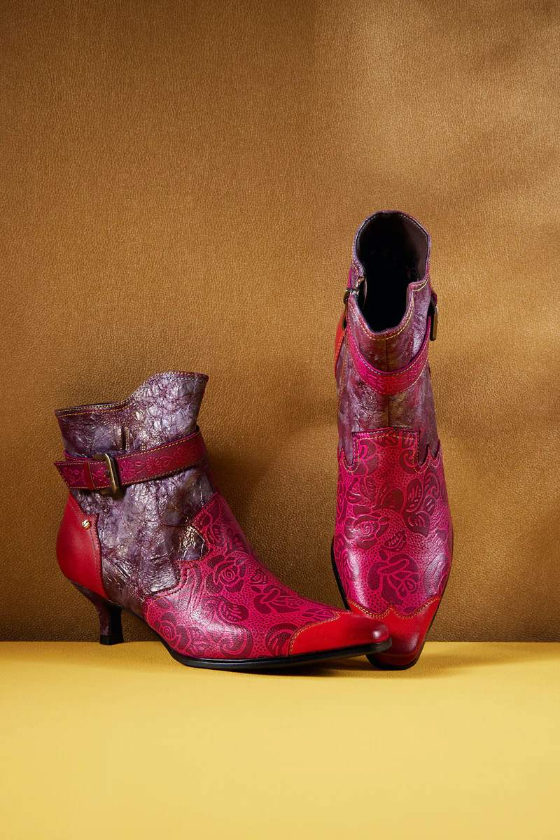 Soffia | Bella Rose Distress Leather Ankle Boots - Image 8