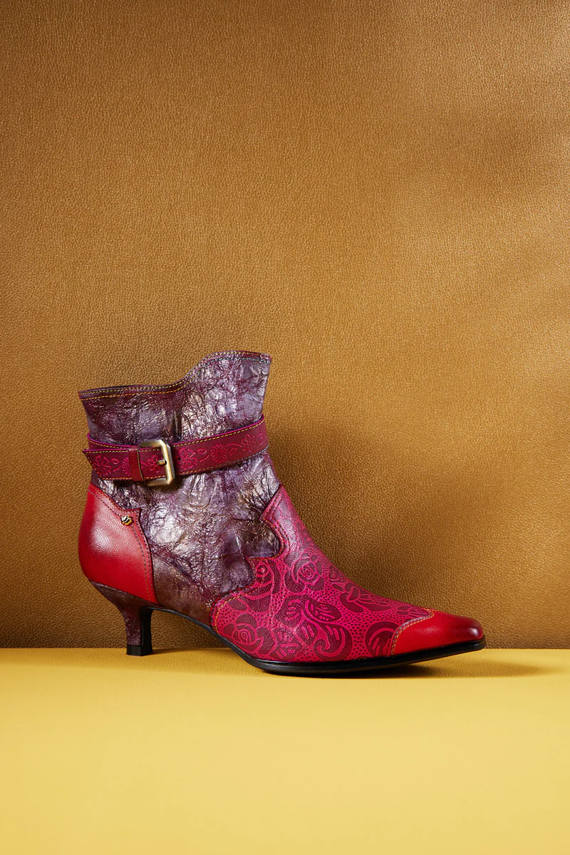 Soffia | Bella Rose Distress Leather Ankle Boots - Image 9