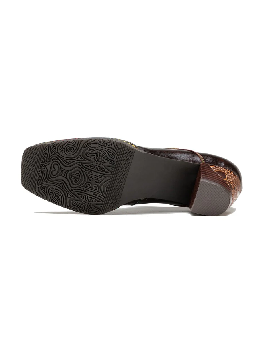 SOFFIA | Genuine Leather Blossom Embossed Oxford - Image 10