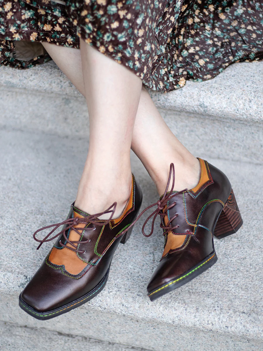 SOFFIA | Genuine Leather Blossom Embossed Oxford - Image 4