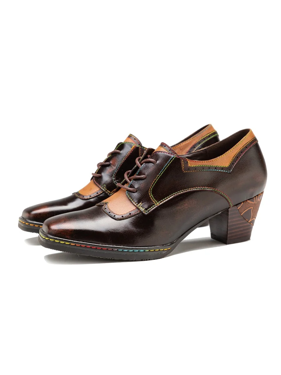 SOFFIA | Genuine Leather Blossom Embossed Oxford - Image 5