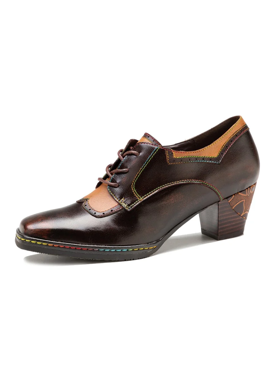 SOFFIA | Genuine Leather Blossom Embossed Oxford - Image 6