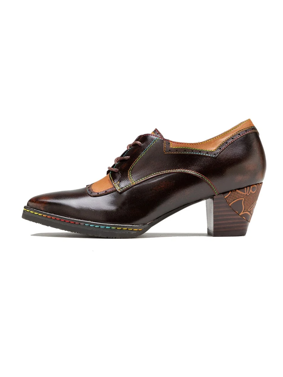 SOFFIA | Genuine Leather Blossom Embossed Oxford - Image 8