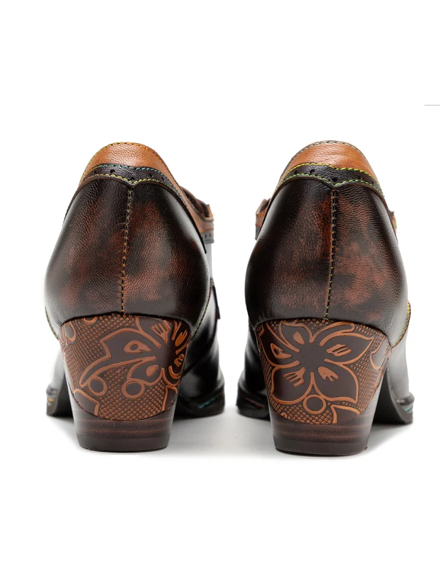 SOFFIA | Genuine Leather Blossom Embossed Oxford - Image 9