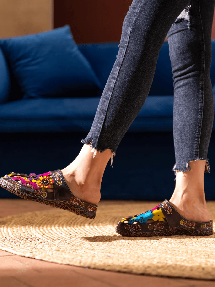 SOFFIA | BRICKELL TROPICAL CUT-OUT LEATHER SANDAL - Image 4