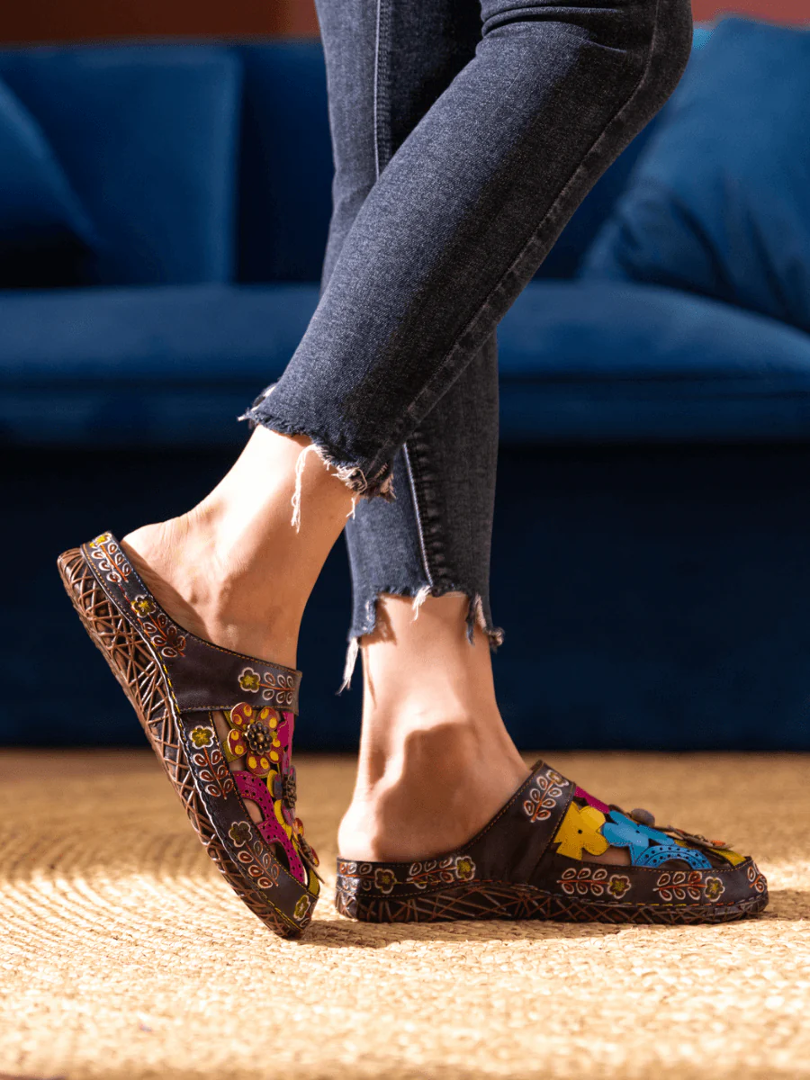 SOFFIA | BRICKELL TROPICAL CUT-OUT LEATHER SANDAL - Image 8