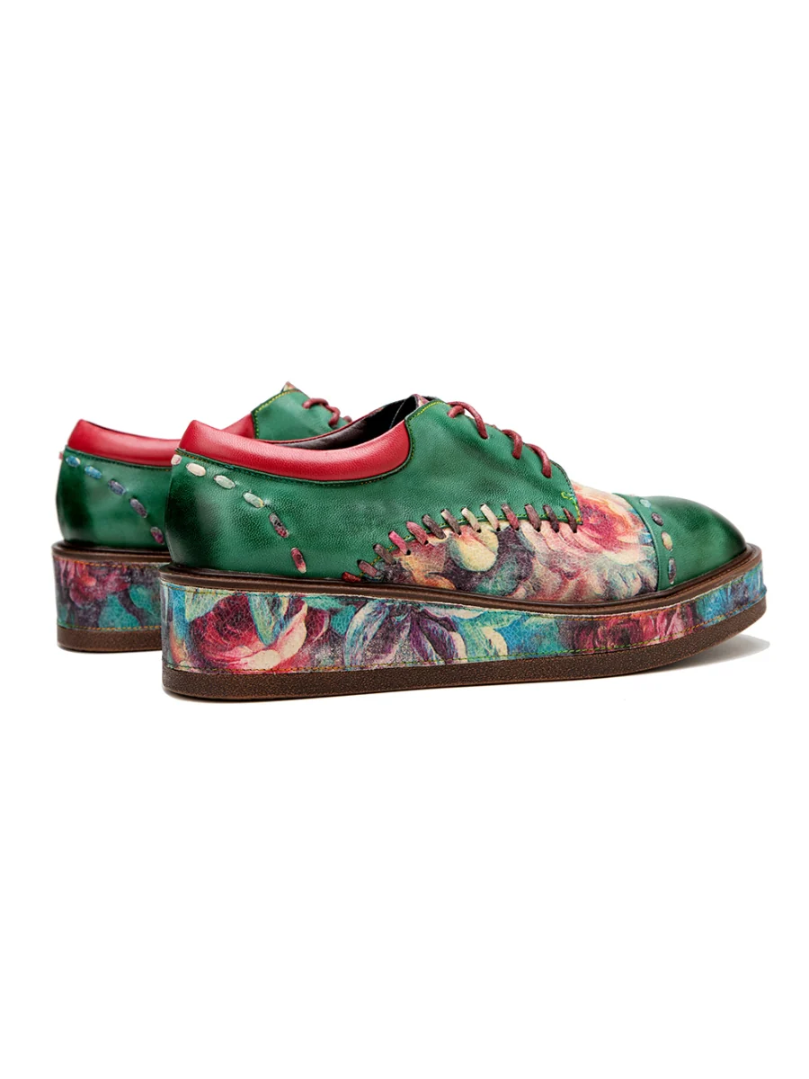 SOFFIA | Brush Craft Emerald Floral Leather Oxford - Image 12
