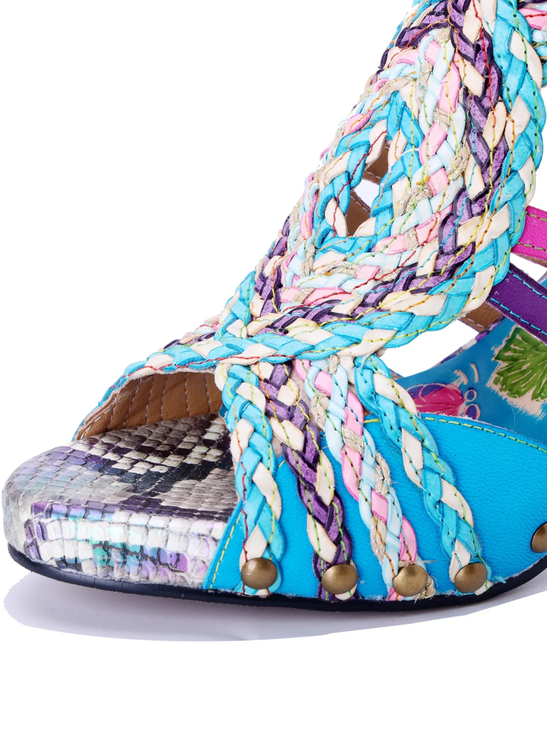 Soffia | Carrington Woven Upper Leather Studded Sandals - Image 11