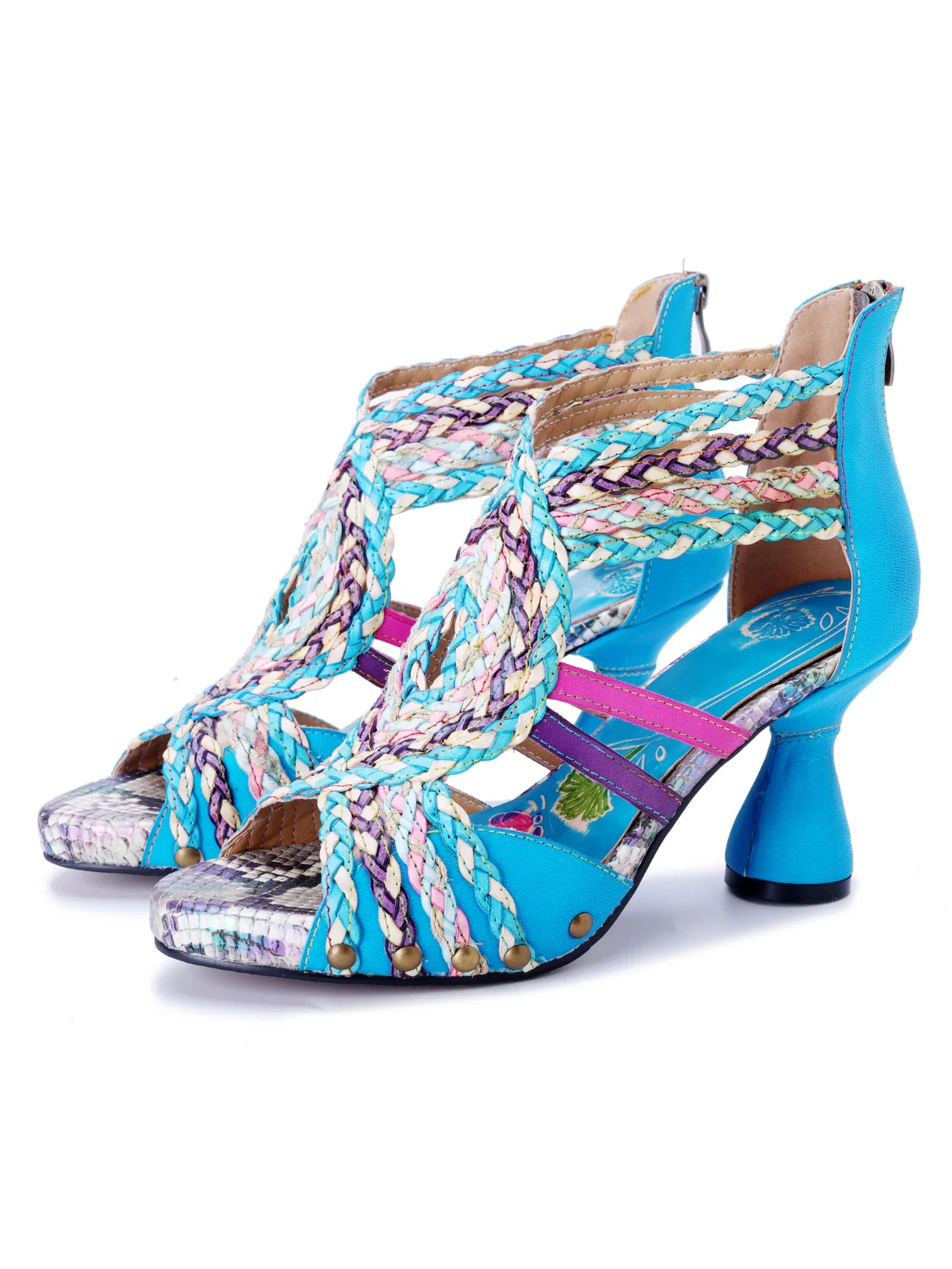 Soffia | Carrington Woven Upper Leather Studded Sandals - Image 2