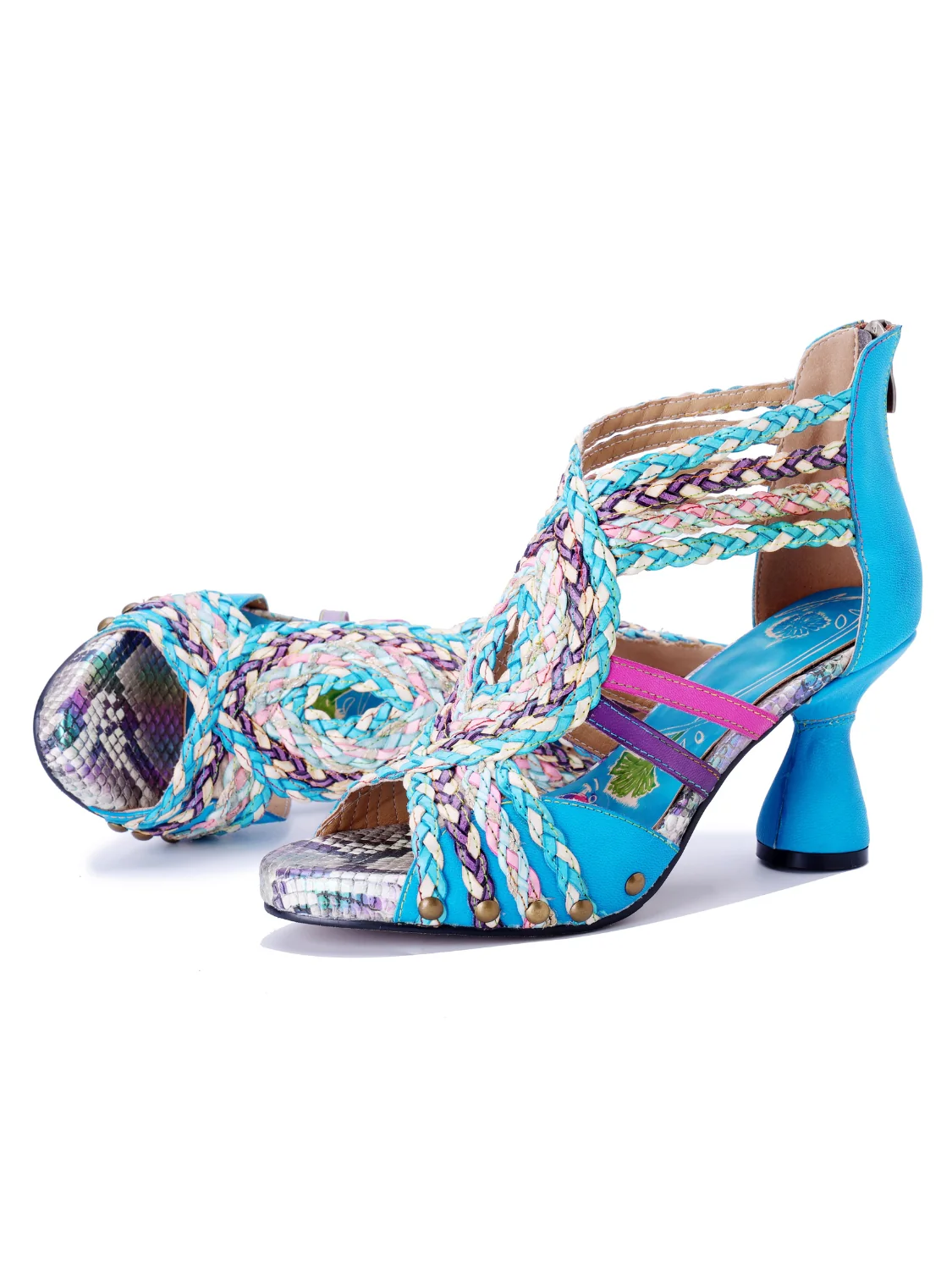 Soffia | Carrington Woven Upper Leather Studded Sandals - Image 3