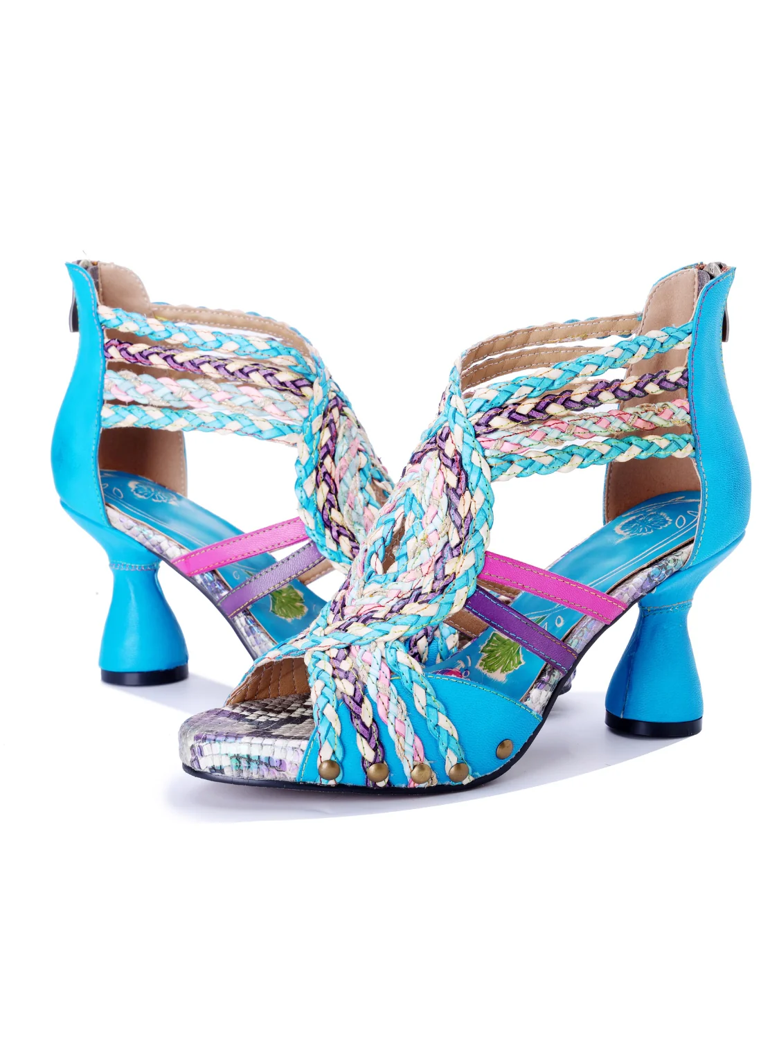 Soffia | Carrington Woven Upper Leather Studded Sandals - Image 4