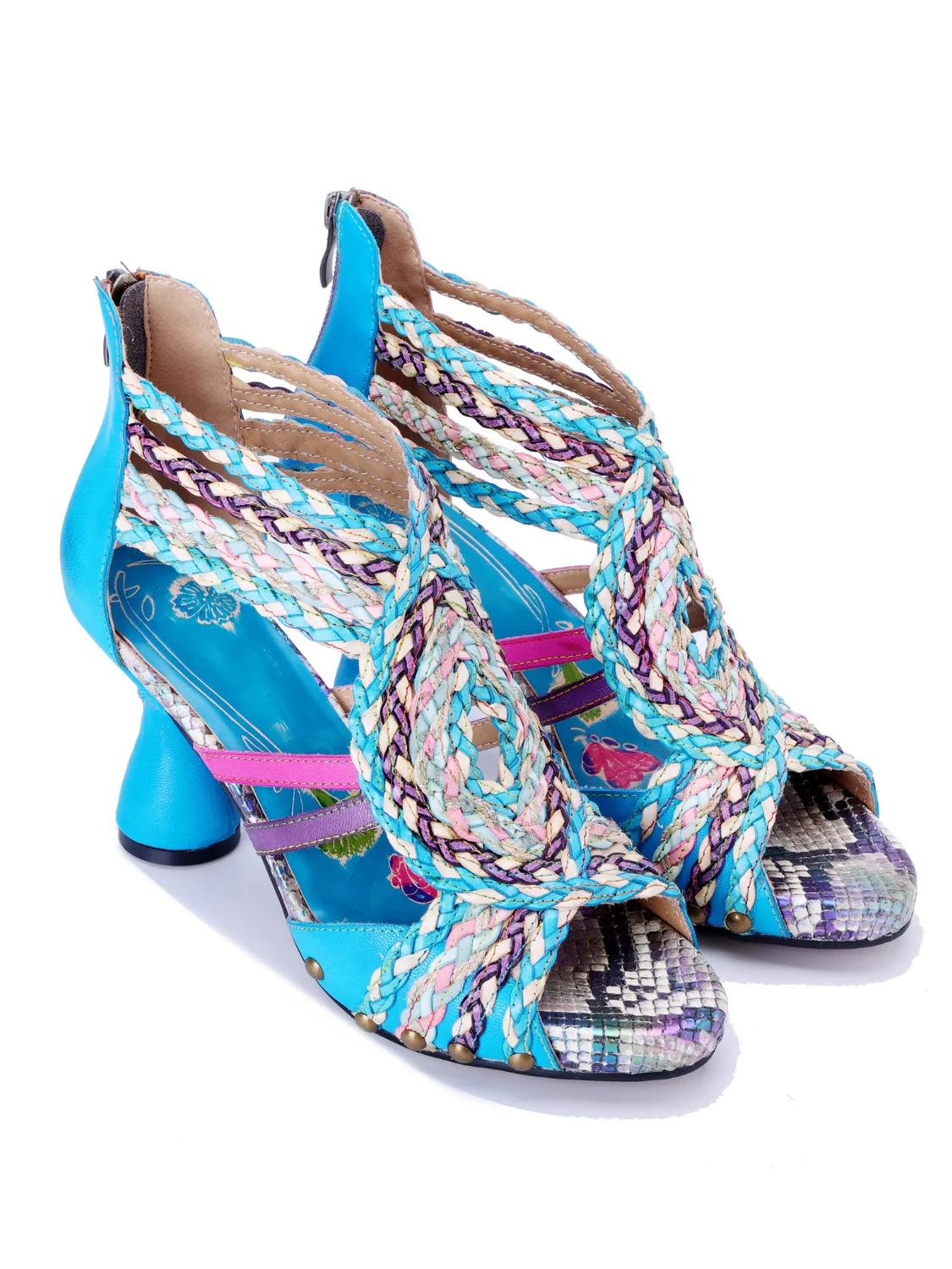 Soffia | Carrington Woven Upper Leather Studded Sandals - Image 5