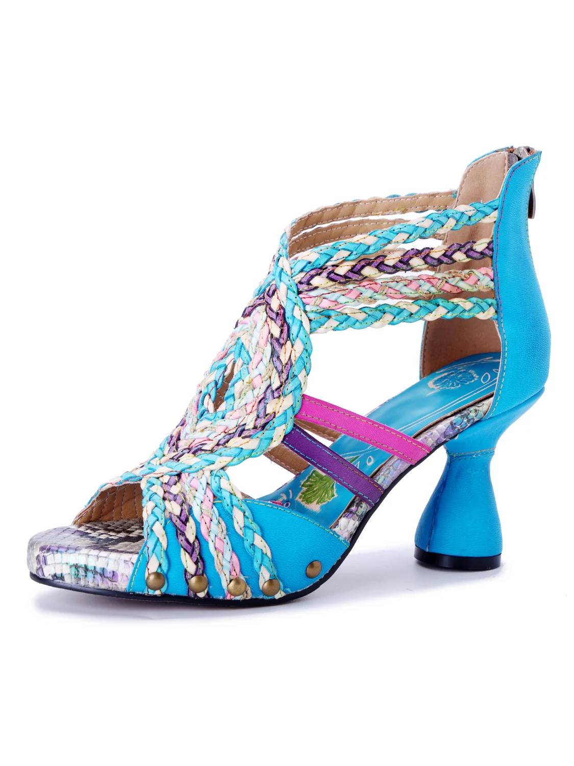 Soffia | Carrington Woven Upper Leather Studded Sandals - Image 7
