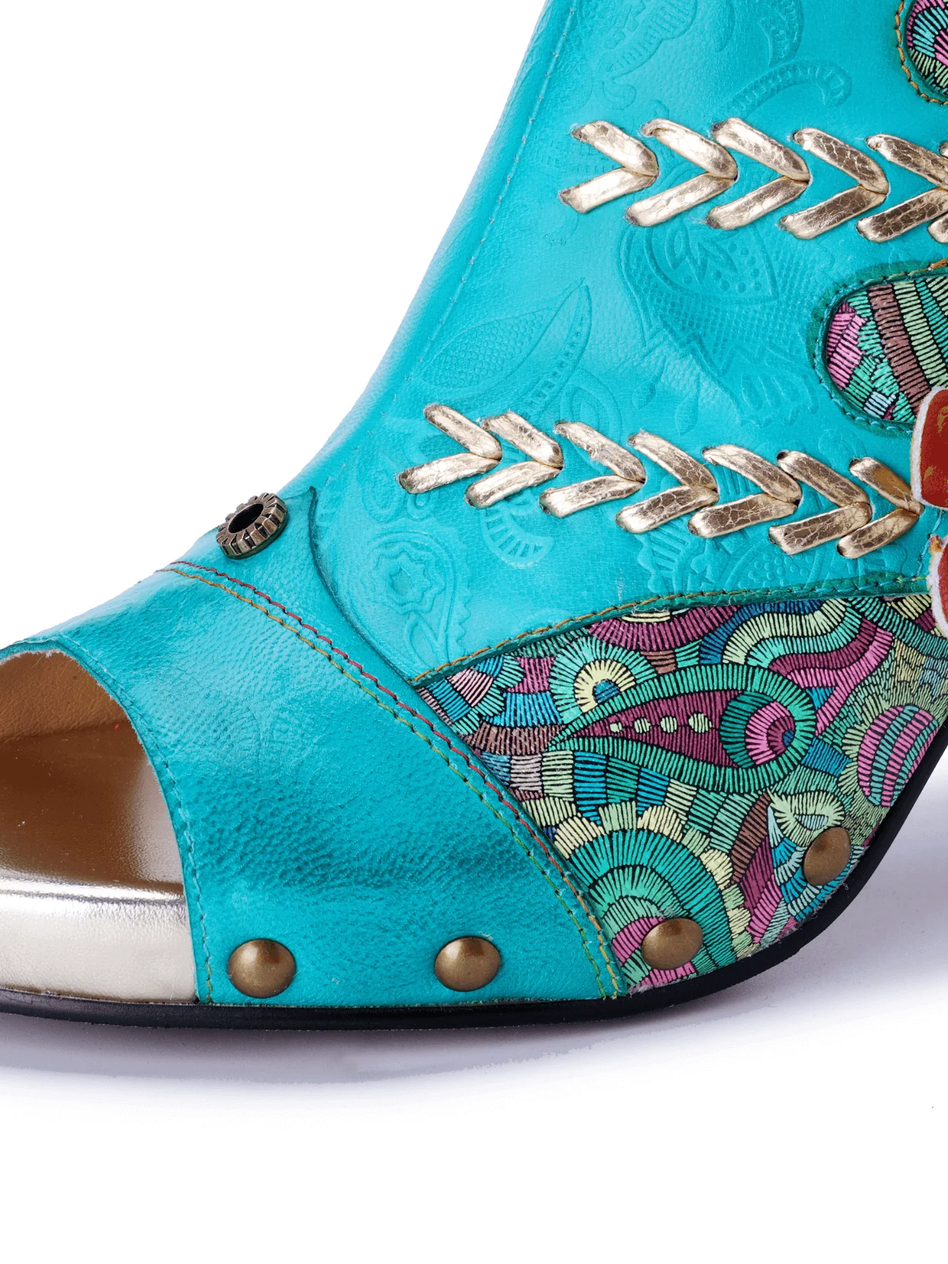 Soffia | Catherine Floral Appliqued Leather Heels - Image 11