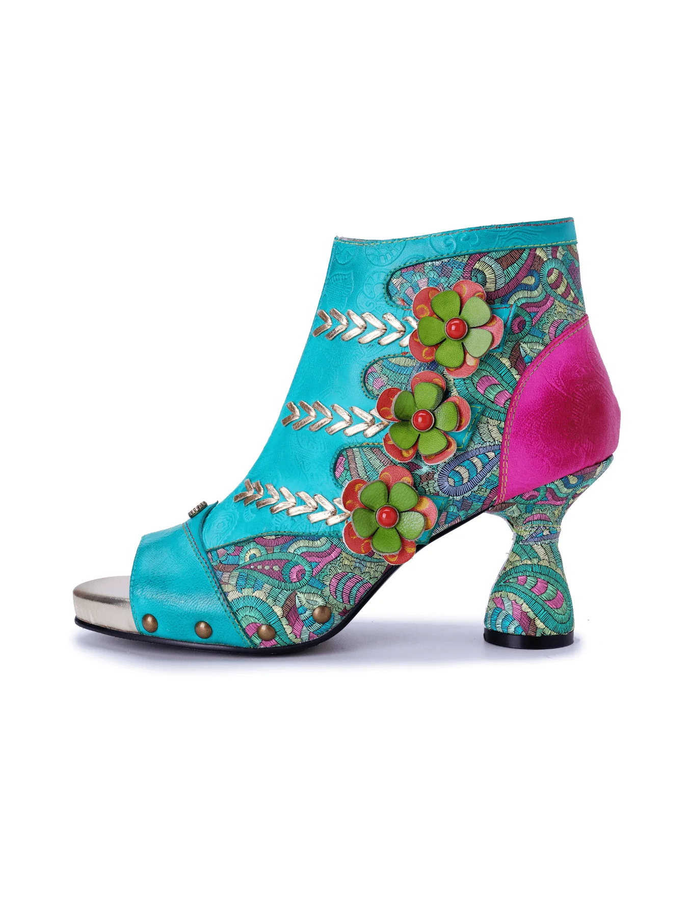 Soffia | Catherine Floral Appliqued Leather Heels - Image 3