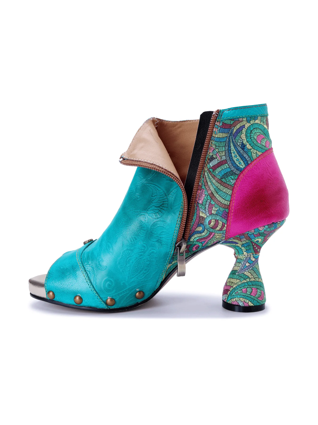 Soffia | Catherine Floral Appliqued Leather Heels - Image 4