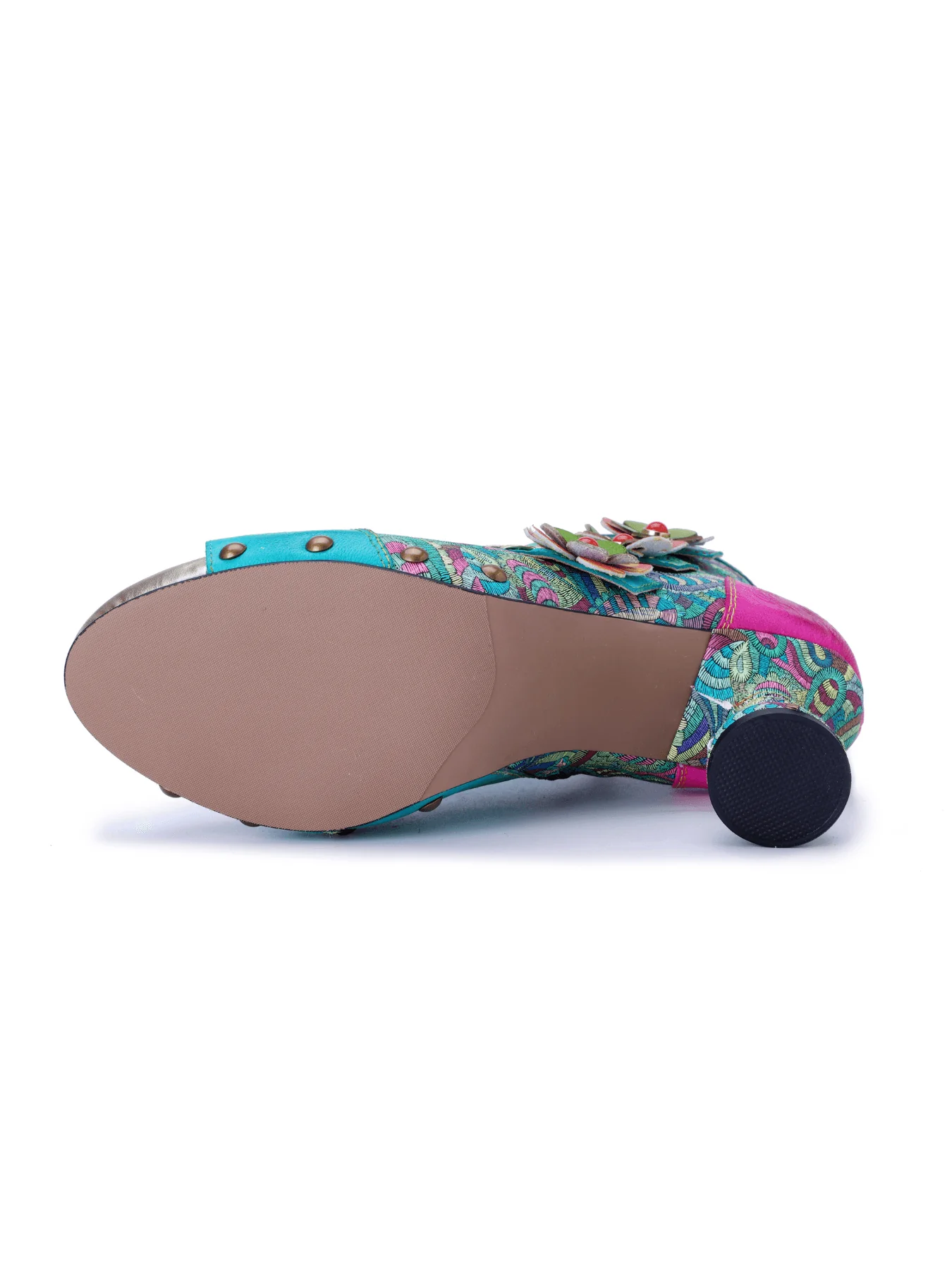 Soffia | Catherine Floral Appliqued Leather Heels - Image 5