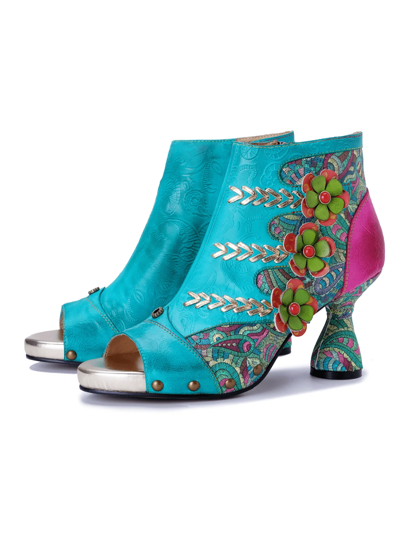 Soffia | Catherine Floral Appliqued Leather Heels - Image 6