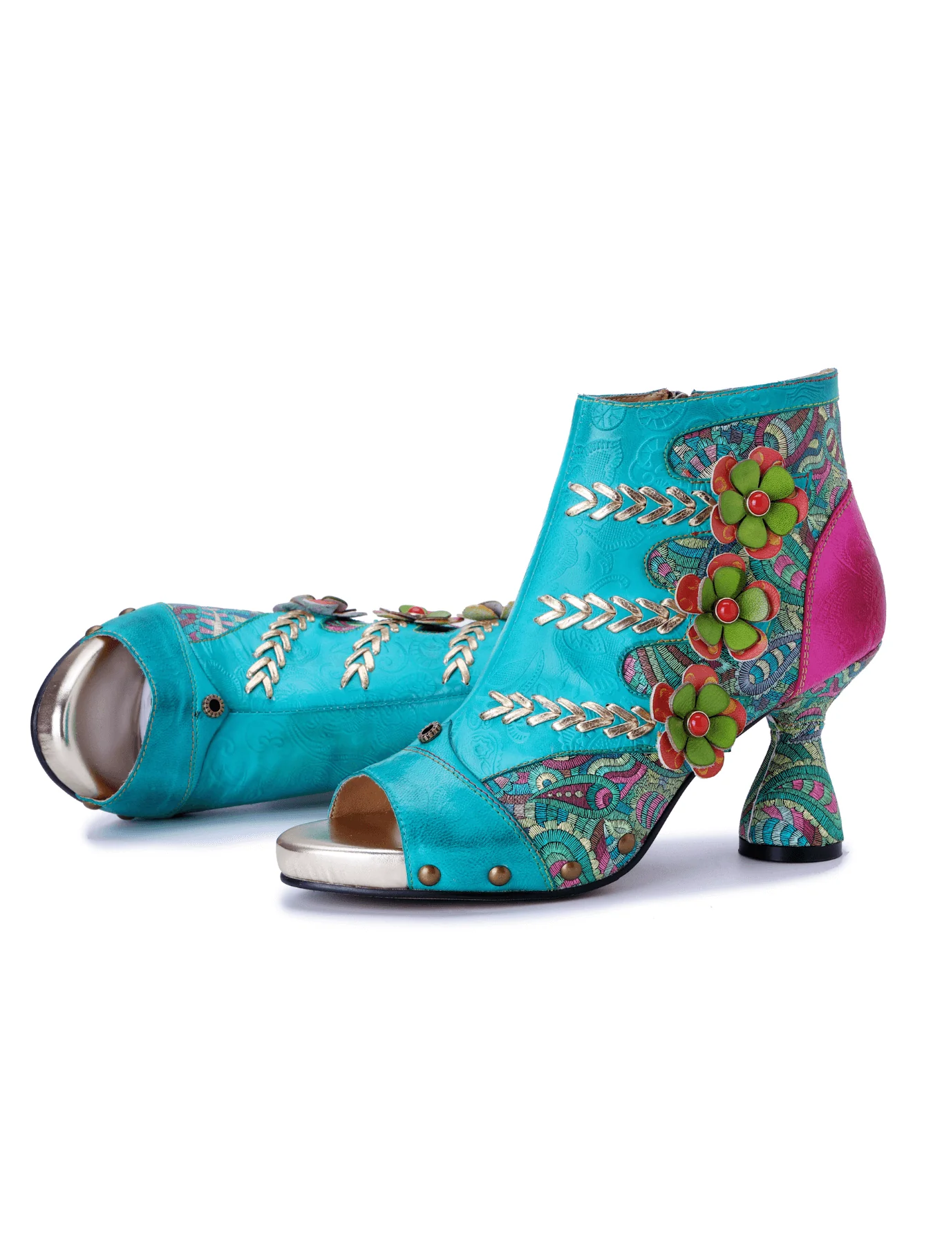 Soffia | Catherine Floral Appliqued Leather Heels - Image 7
