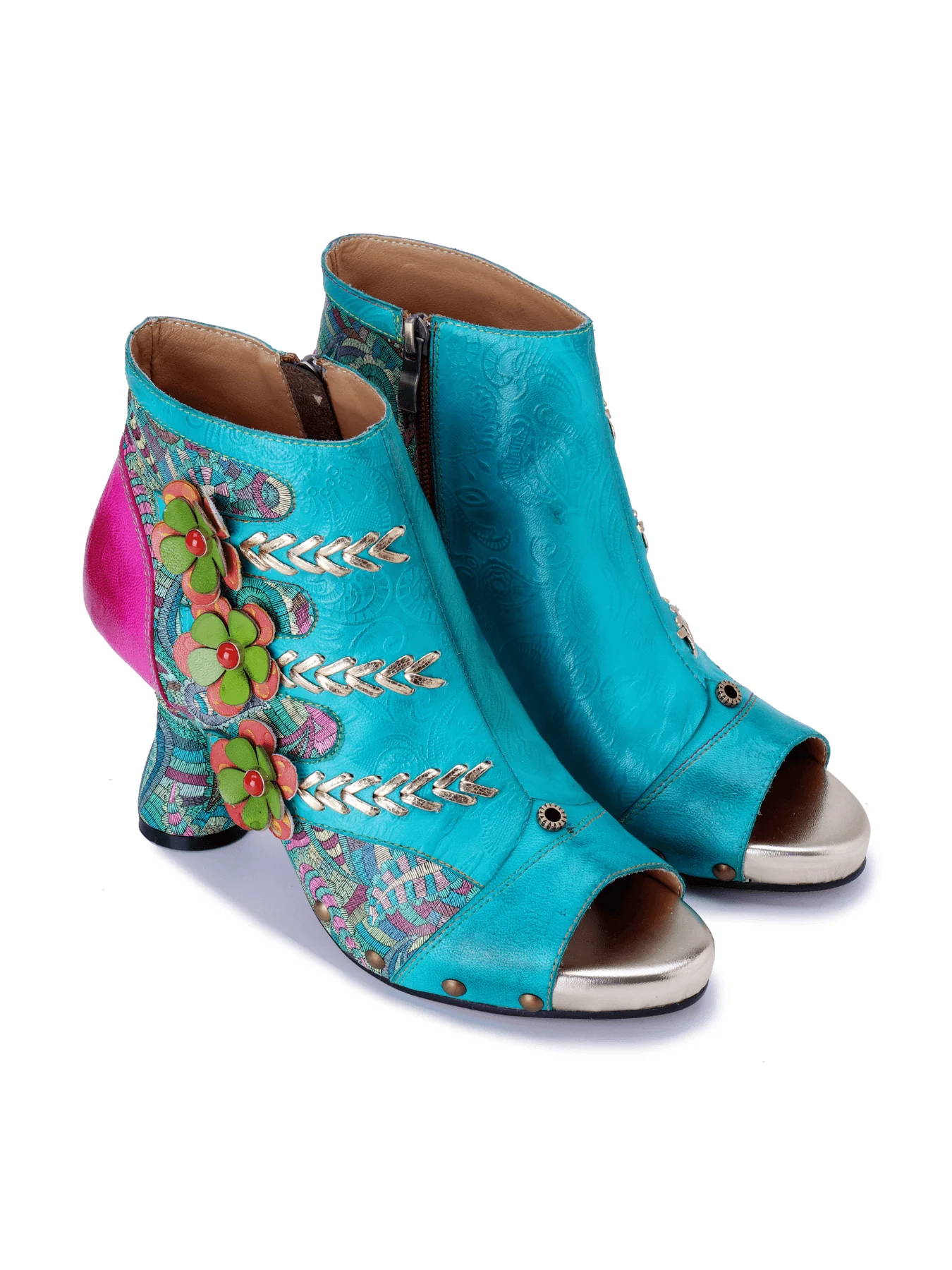 Soffia | Catherine Floral Appliqued Leather Heels - Image 8