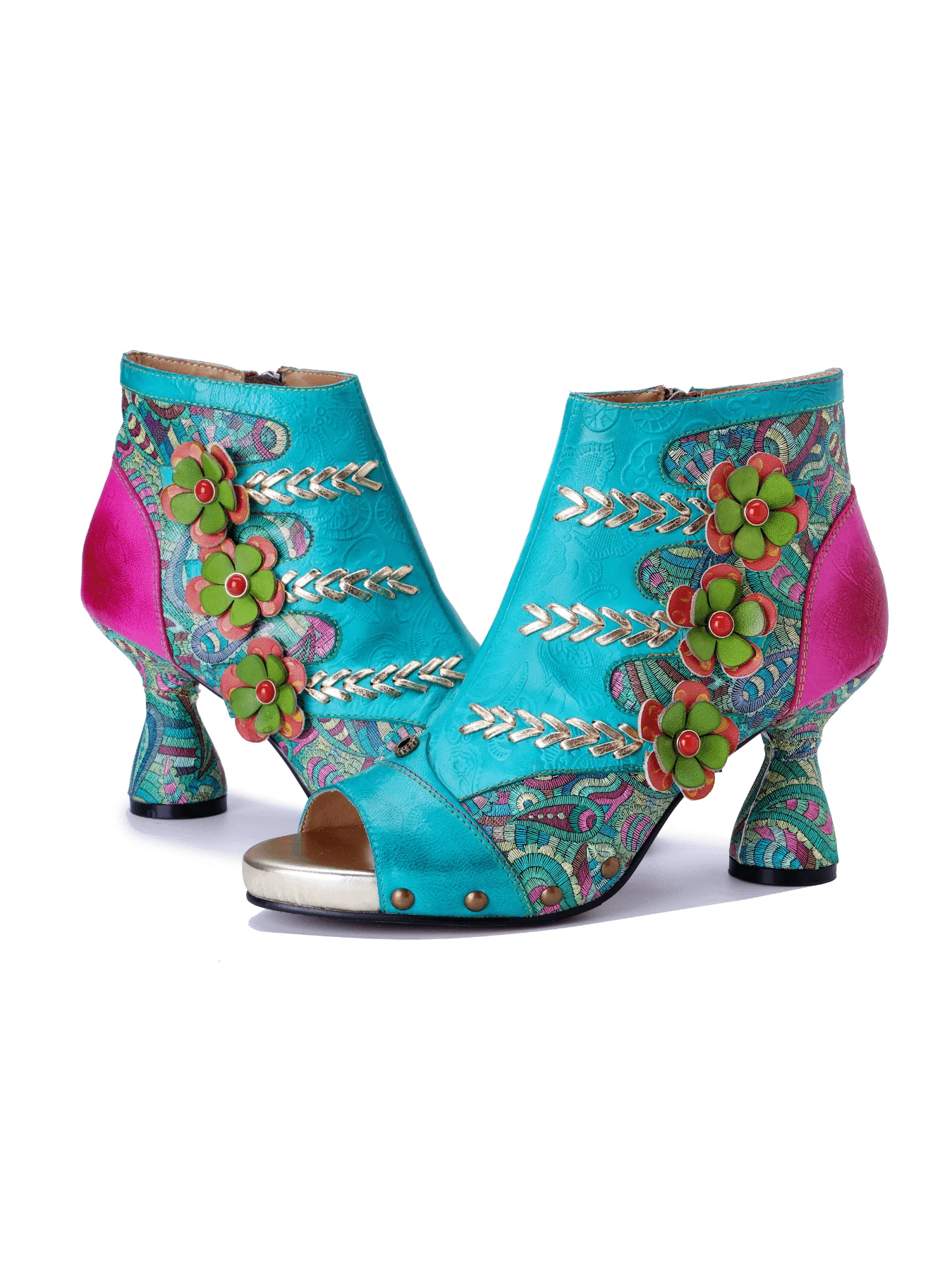 Soffia | Catherine Floral Appliqued Leather Heels - Image 9