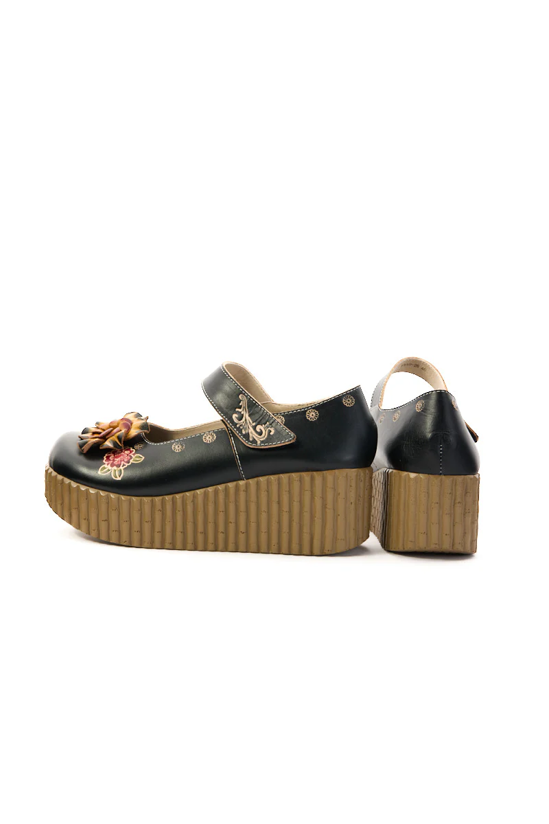 Soffia | Chelsea Floral Leather Wedge Mary Jane - Image 10