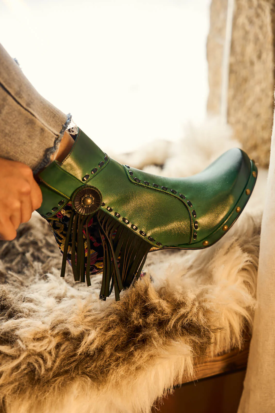 Soffia | Christmas Ocean Breeze Tassel Leather Ankle Boots - Image 4