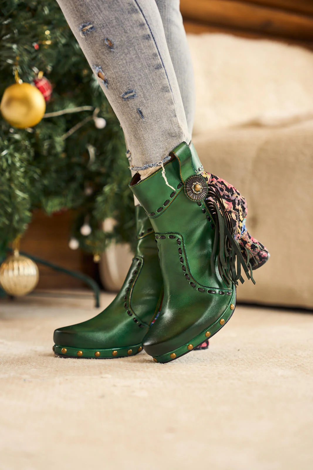 Soffia | Christmas Ocean Breeze Tassel Leather Ankle Boots - Image 7