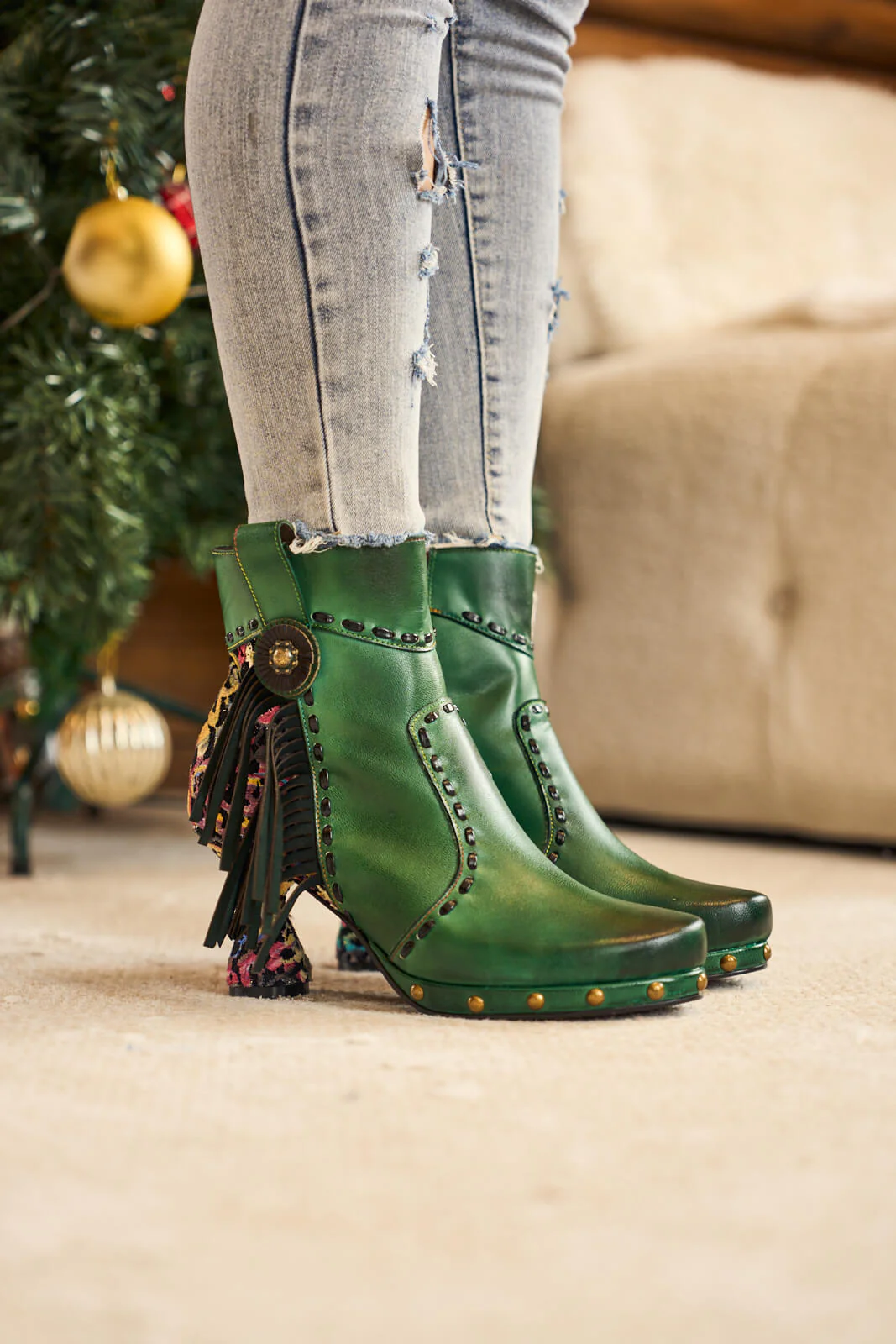 Soffia | Christmas Ocean Breeze Tassel Leather Ankle Boots - Image 8
