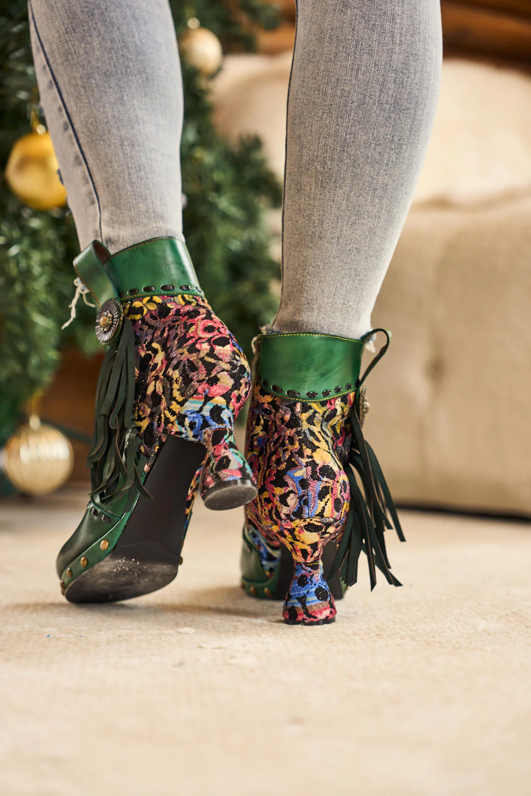 Soffia | Christmas Ocean Breeze Tassel Leather Ankle Boots - Image 9