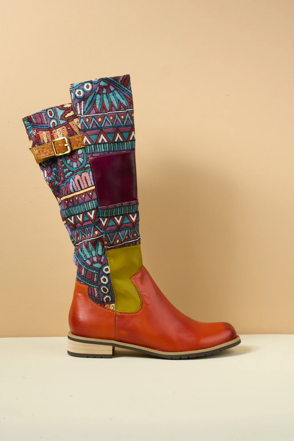 Soffia | Cozy Up Abstract Embroidered Leather Knee-High Boots - Image 11