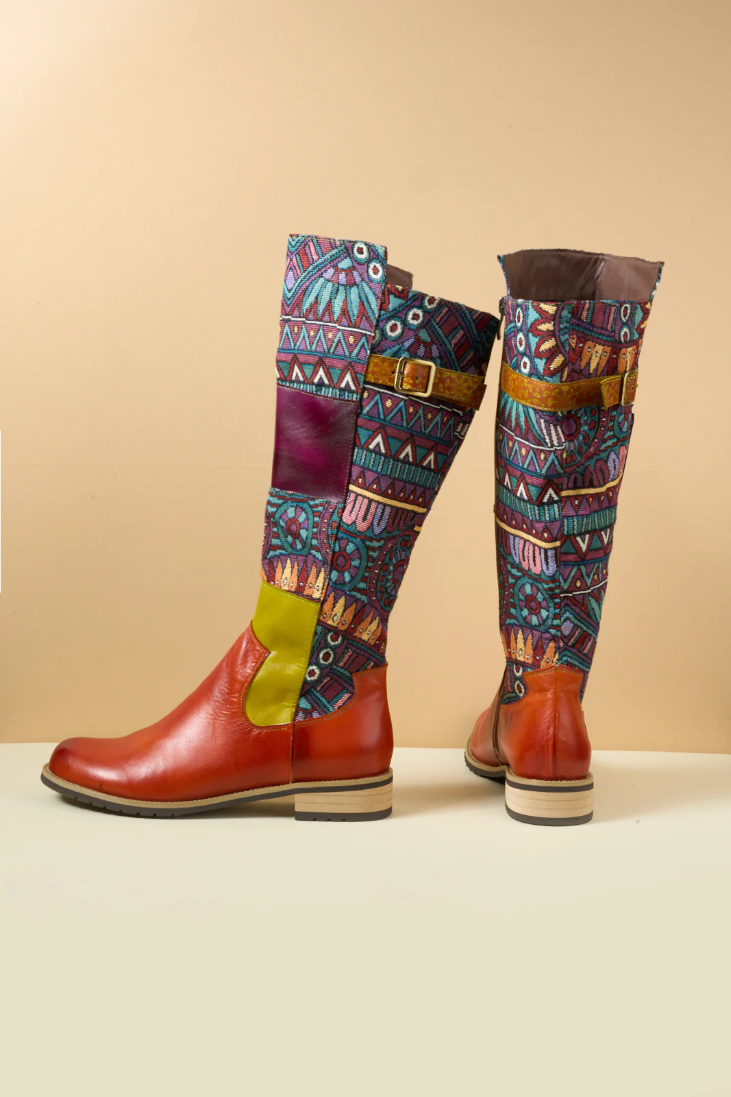 Soffia | Cozy Up Abstract Embroidered Leather Knee-High Boots - Image 12