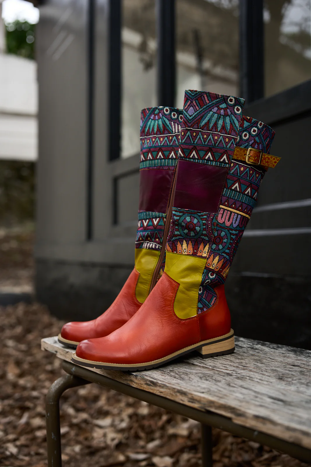 Soffia | Cozy Up Abstract Embroidered Leather Knee-High Boots - Image 8