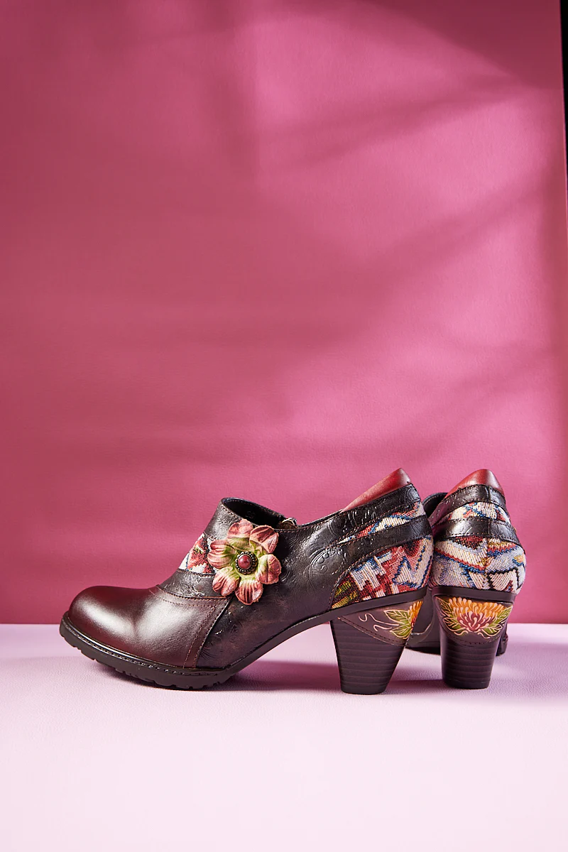 Soffia | Daisy Day Floral Embossed Leather Pump - Image 10