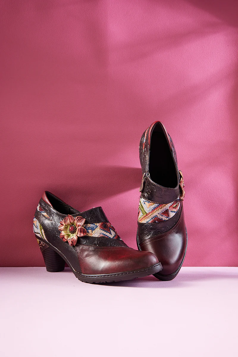 Soffia | Daisy Day Floral Embossed Leather Pump - Image 8