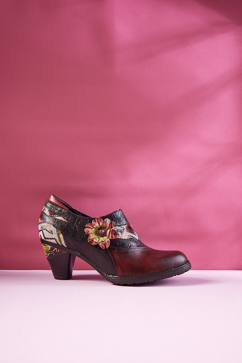 Soffia | Daisy Day Floral Embossed Leather Pump - Image 9
