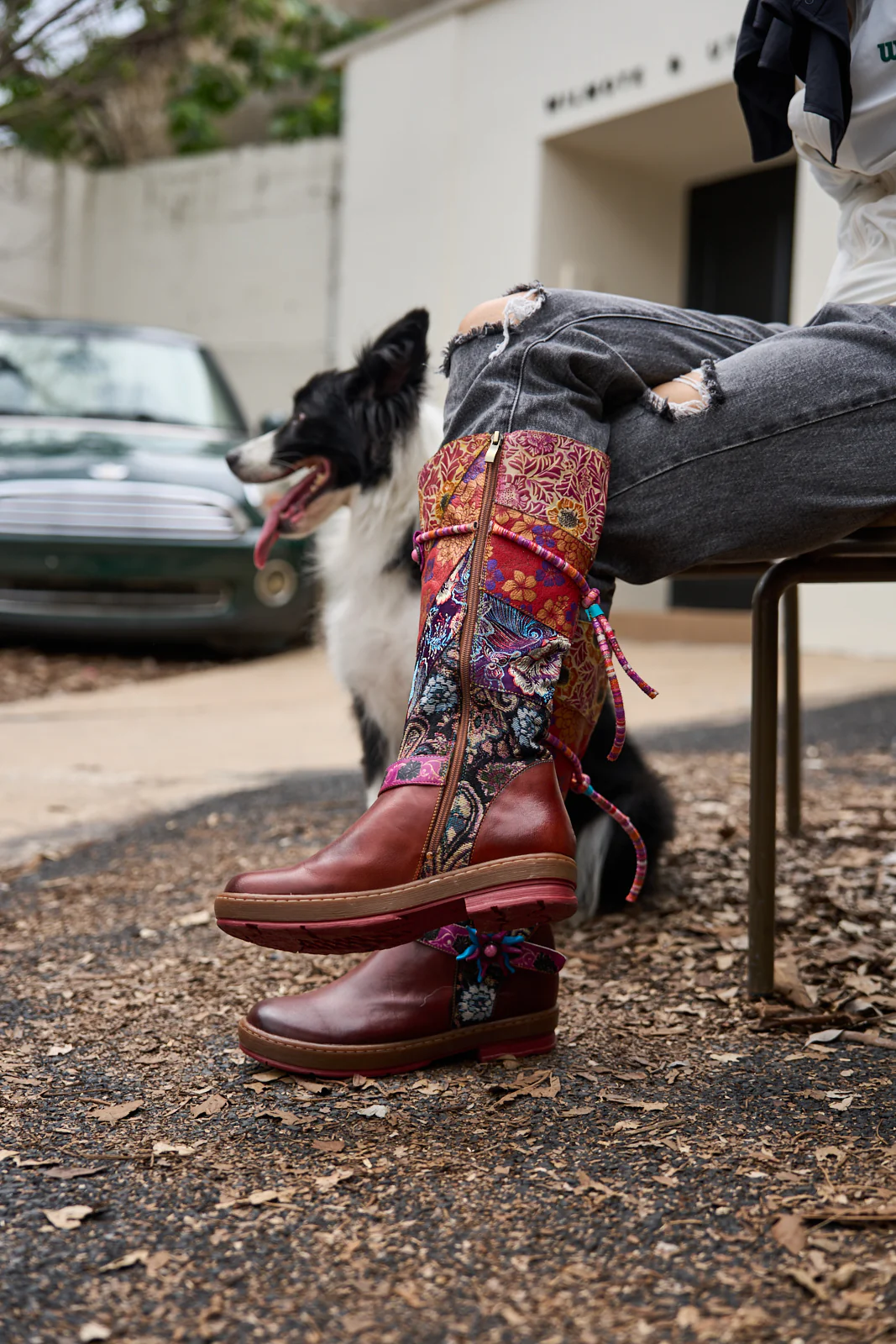 Soffia | Daylen Floral Embroidery Leather Knee-High Boots - Image 8