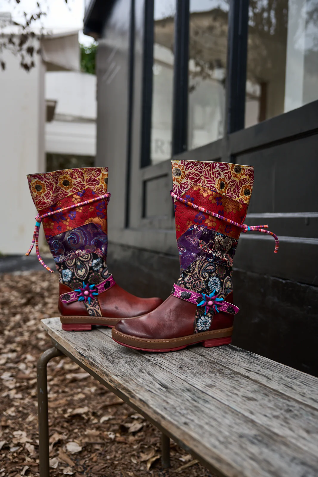 Soffia | Daylen Floral Embroidery Leather Knee-High Boots - Image 9