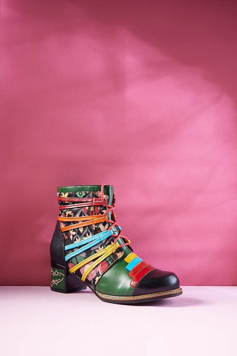 Soffia | Desert Express Floral Leather Combat Boots - Image 10