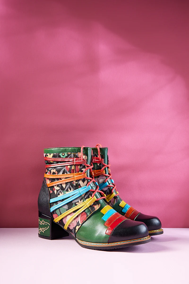 Soffia | Desert Express Floral Leather Combat Boots - Image 11