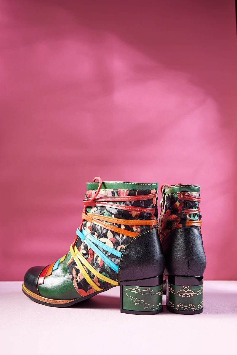 Soffia | Desert Express Floral Leather Combat Boots - Image 12