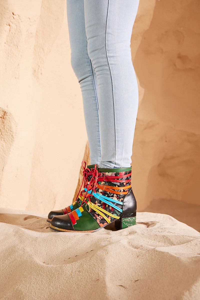Soffia | Desert Express Floral Leather Combat Boots - Image 3