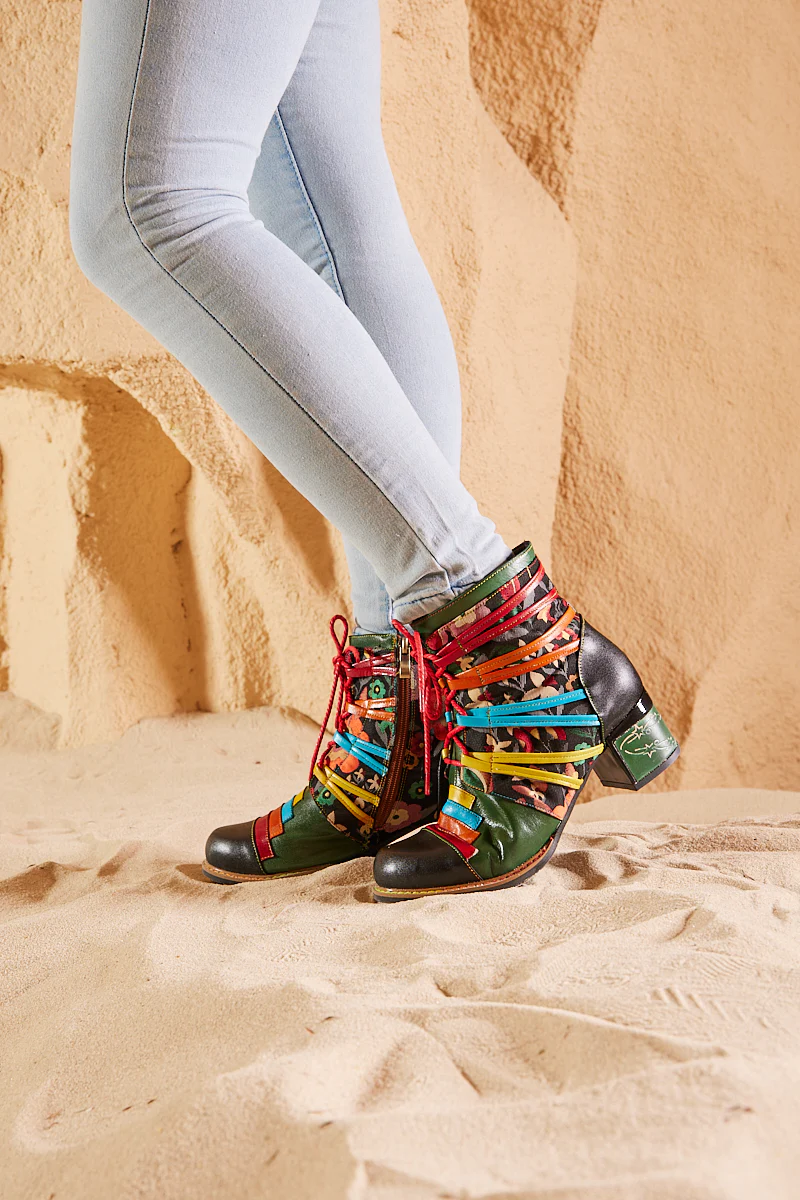 Soffia | Desert Express Floral Leather Combat Boots - Image 4
