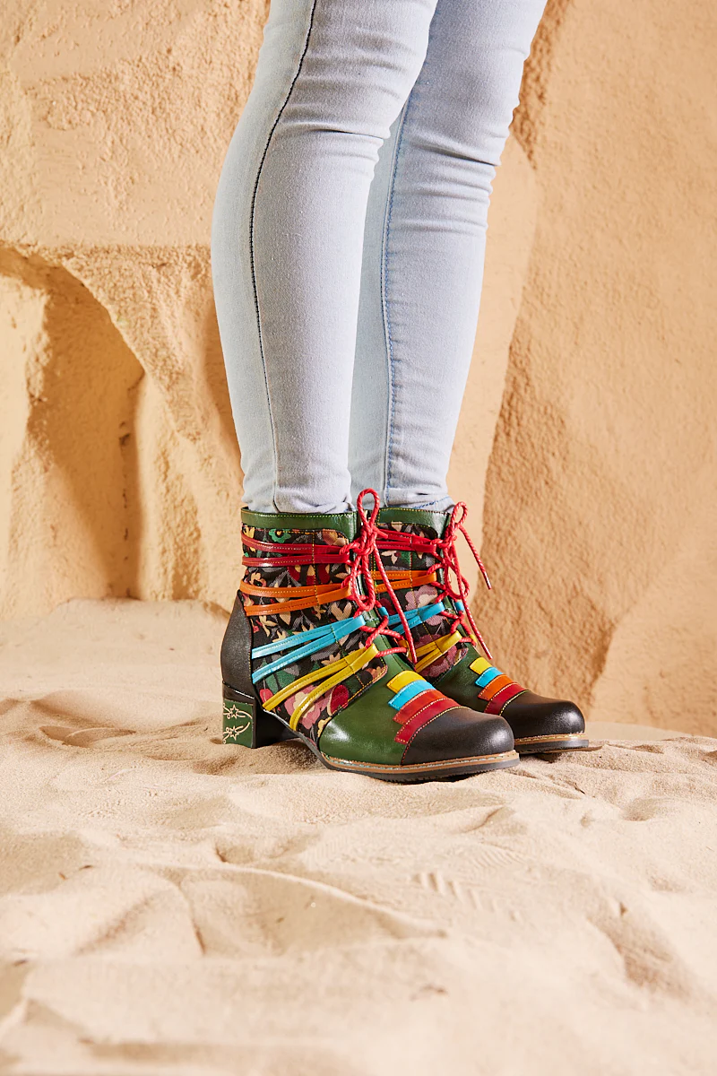 Soffia | Desert Express Floral Leather Combat Boots - Image 5