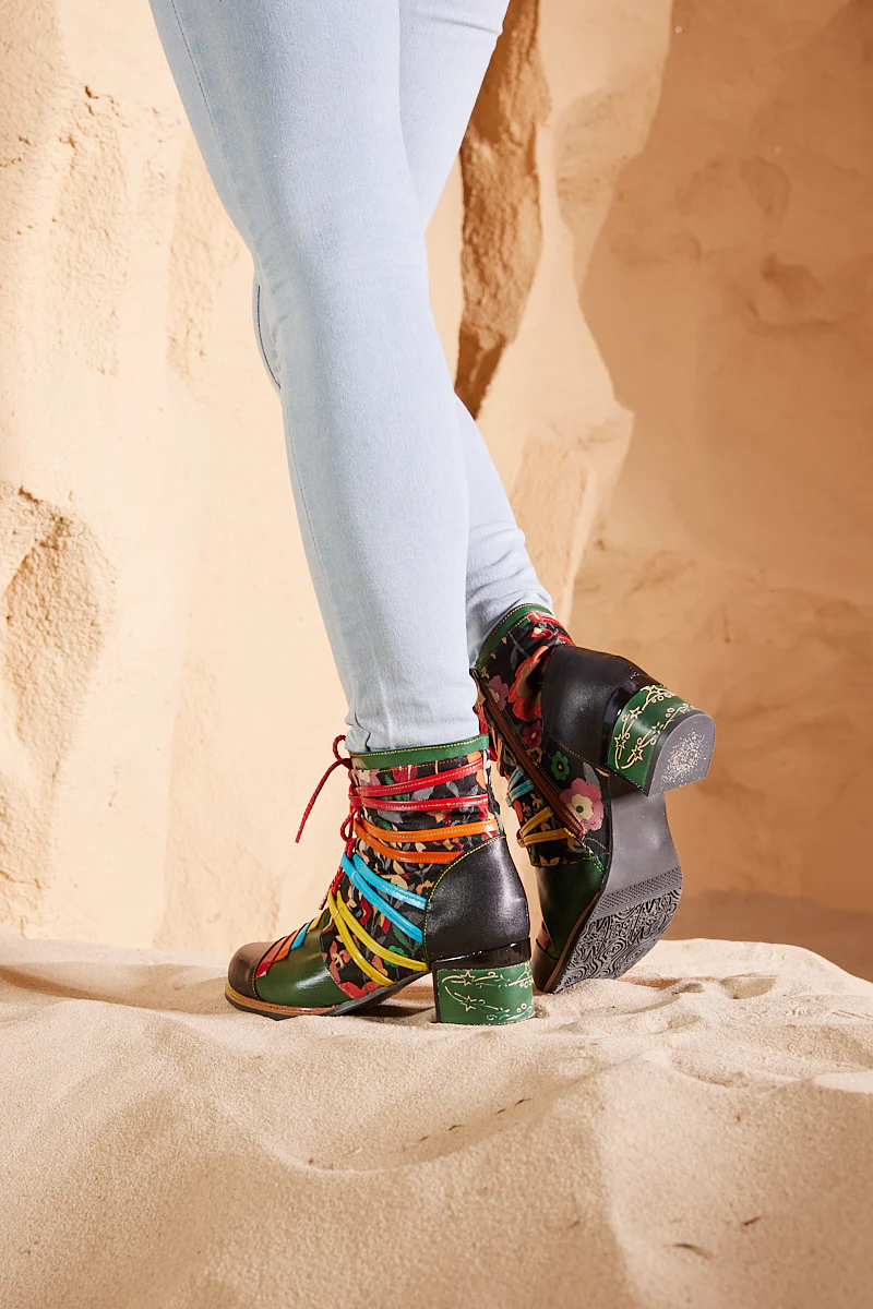 Soffia | Desert Express Floral Leather Combat Boots - Image 6