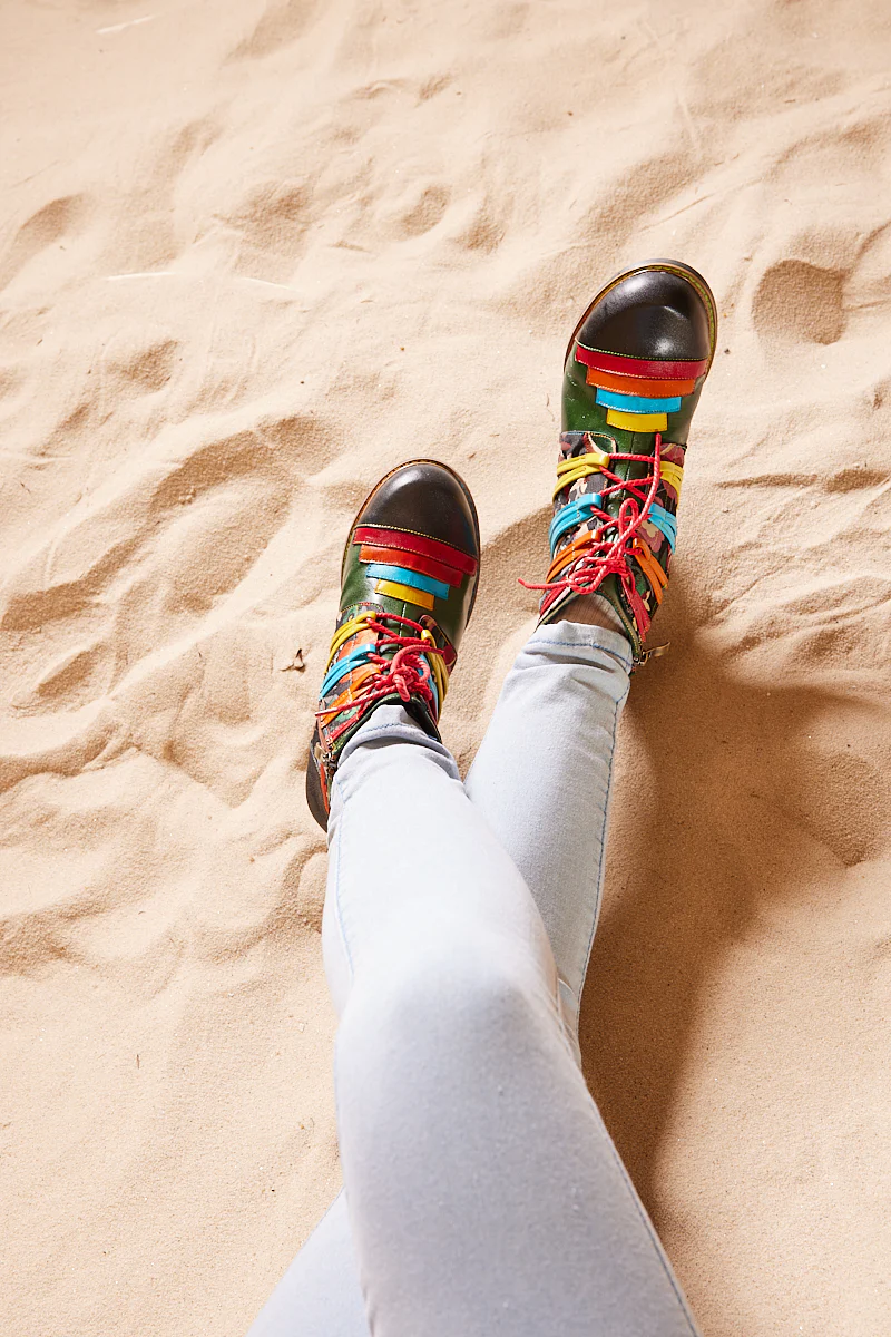 Soffia | Desert Express Floral Leather Combat Boots - Image 8