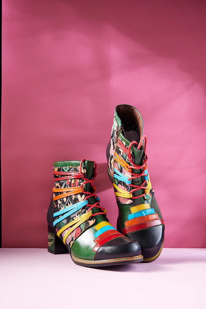Soffia | Desert Express Floral Leather Combat Boots - Image 9