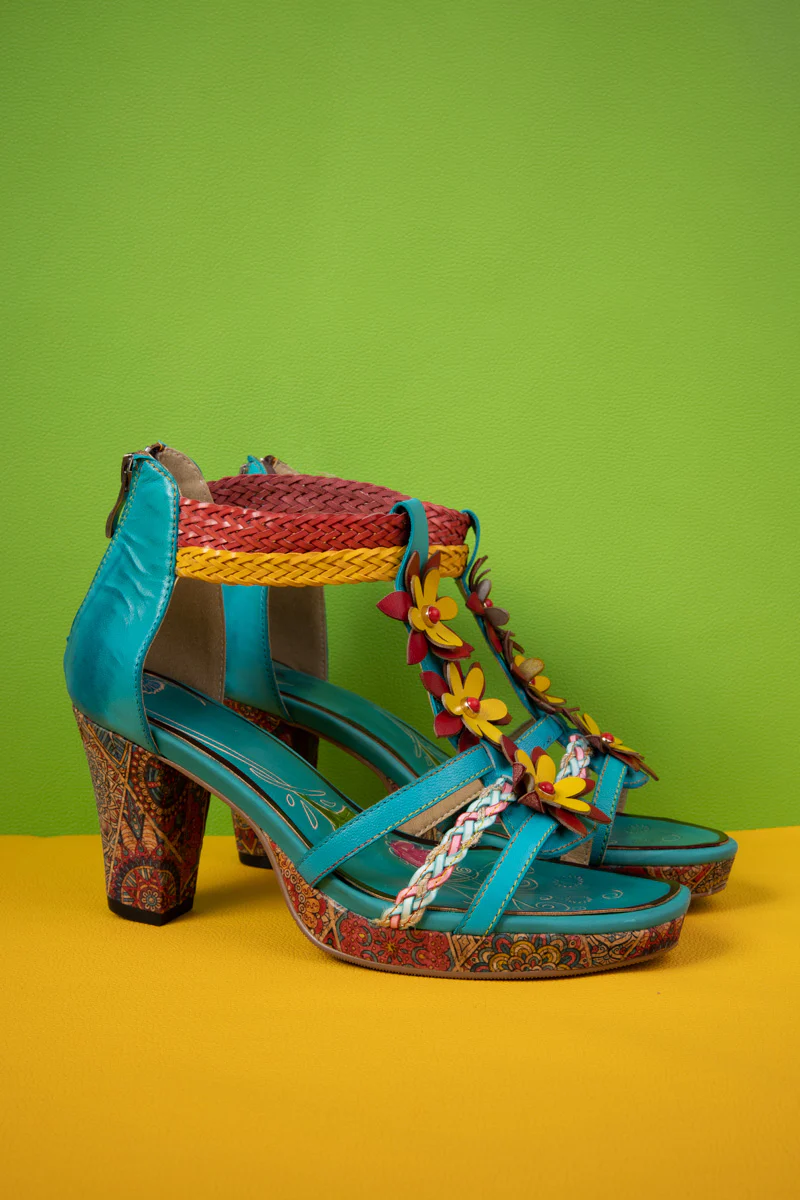 Soffia | Eliana Daisy Applique Braided Strap Leather Sandal - Image 7