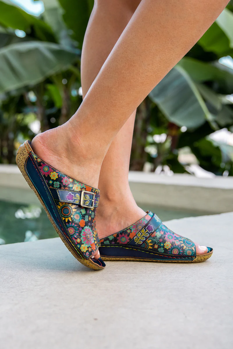 Soffia | Elsinore Boho Floral Printed Leather Sandal - Image 2