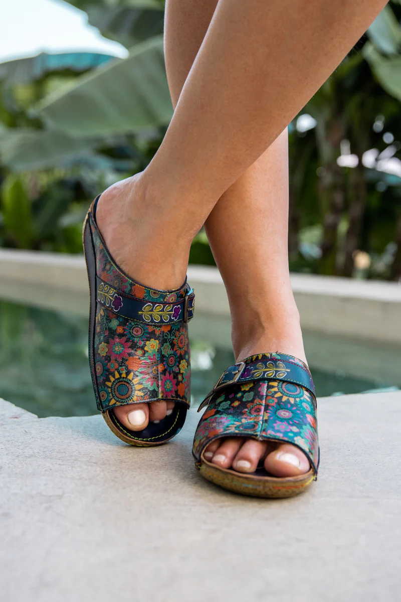 Soffia | Elsinore Boho Floral Printed Leather Sandal - Image 3